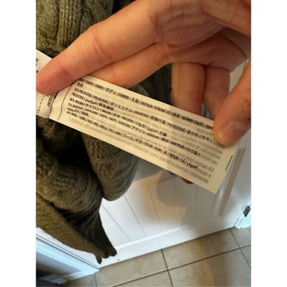 NWT Abercrombie & Fitch Cable Knit Green Gold Button Cardigan Sweater Size XXL - Picture 5 of 8